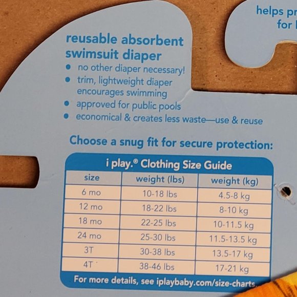 iPlay Swim Diaper Orange Sunset Palm Tree Print Size 6M – Reusable Infant Swimsu - Picture 4 of 4